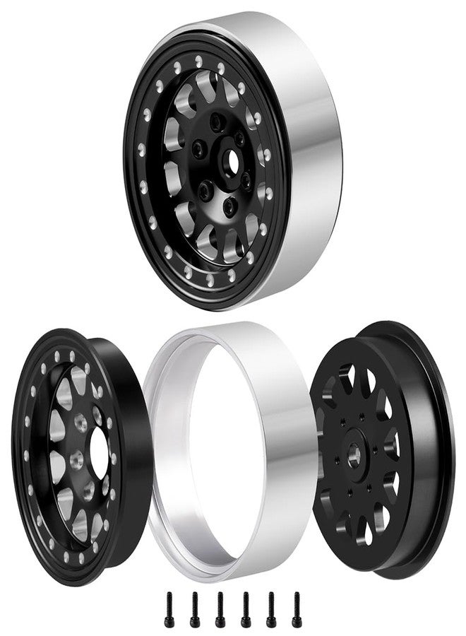 RCLIONS Aluminium 1.3" RC Beadlock Wheel Hub Rims for 1/24 1/18 TRX4M AXIAL SCX24 RC Crawler Car Upgrade Parts (Black) - Image 3